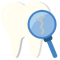 Illustration d'une loupe visant une dent cassée